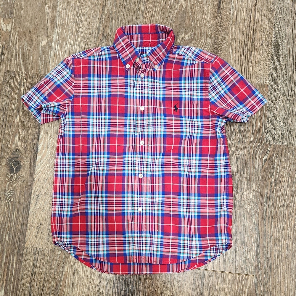 Boys Ralph Lauren Natural Stretch Button Up Shirt Size 7